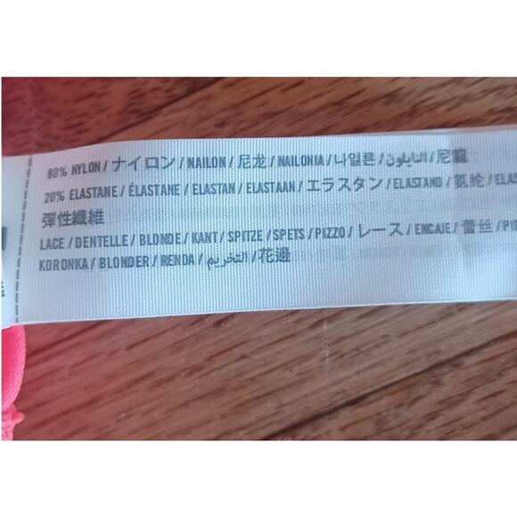 Hollister Bikini Top Fluorescent Orange Women's Small Lace Overlay Halter Tie - Picture 6 of 9